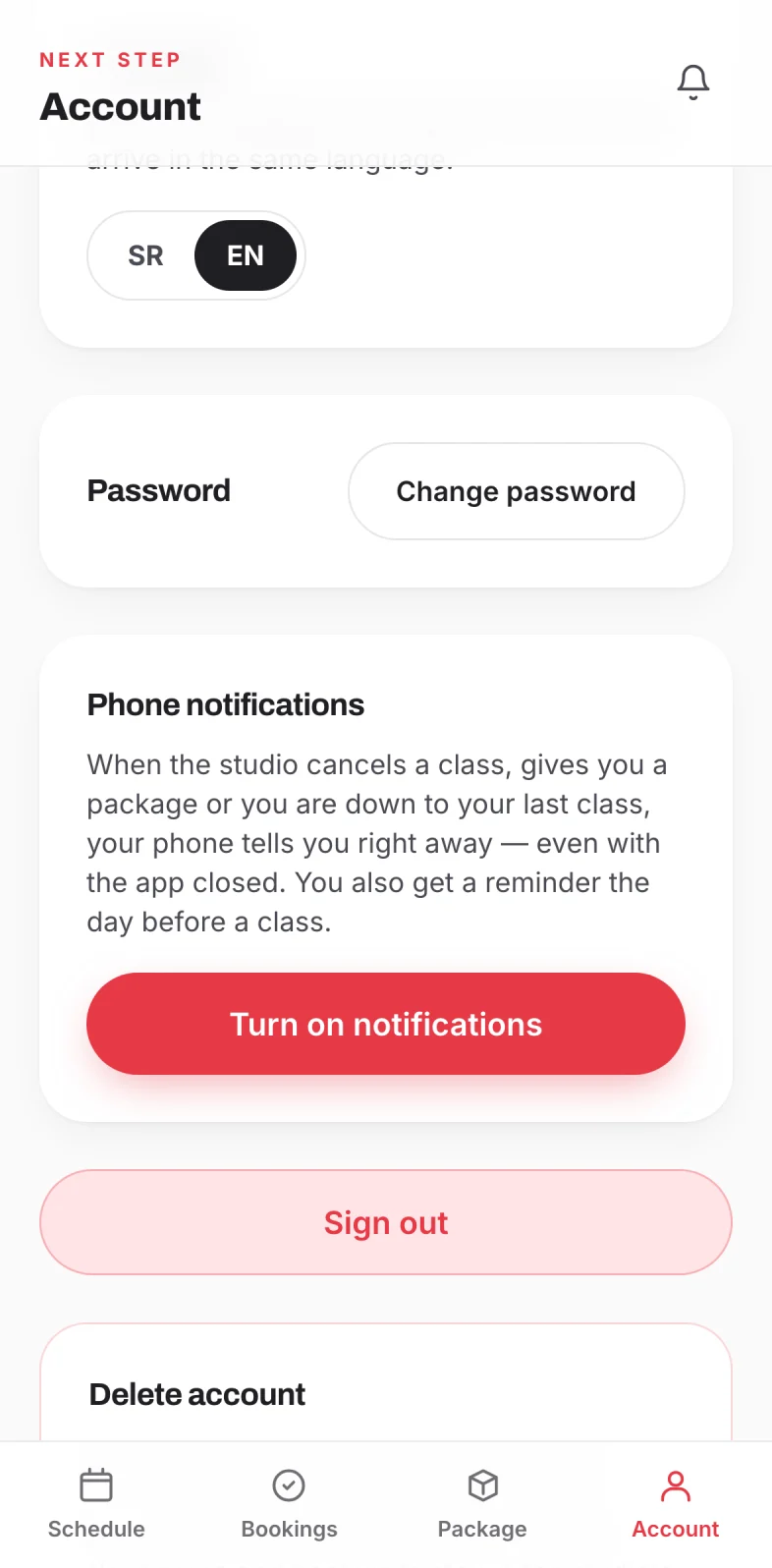 Phone notifications card with a Turn on notifications button